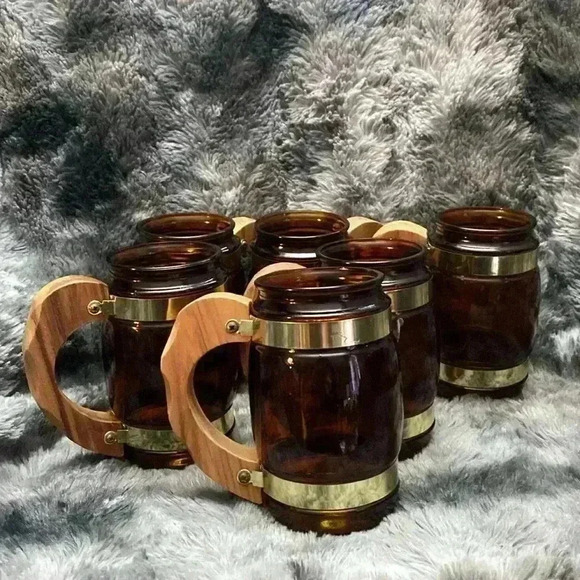 Vintage Siesta Ware Cowboy Barrel
Mugs & Wood  Serving Tray Set | - Picture 7 of 16